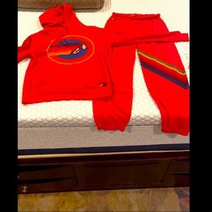 Aviator Nation Neon Red Medium sweatpant & hoodie